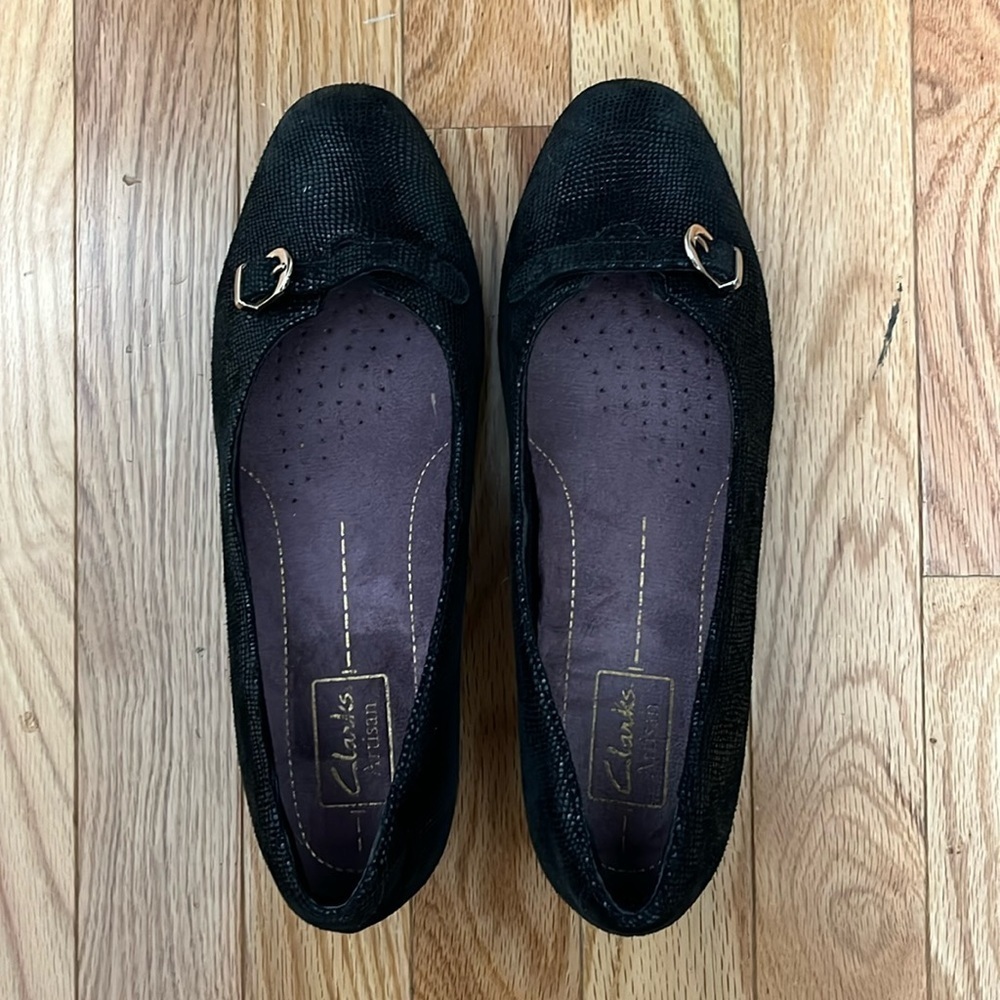 Clarks Artisan Caswell Genoa Snake Embossed‎ Leather Loafers Black Size 8